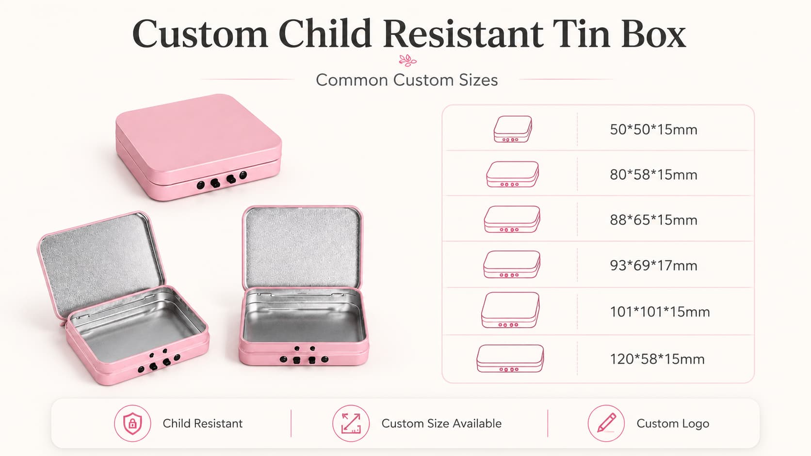 child-resistant flip tin box for pre roll package